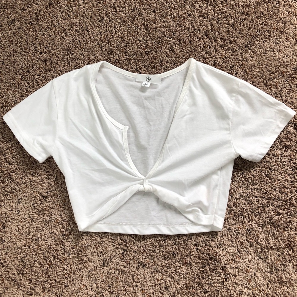 Missguided White Crop Short Sleeve Top